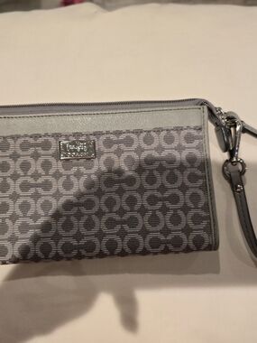 Coach Gray Signature Wristlet Clutch